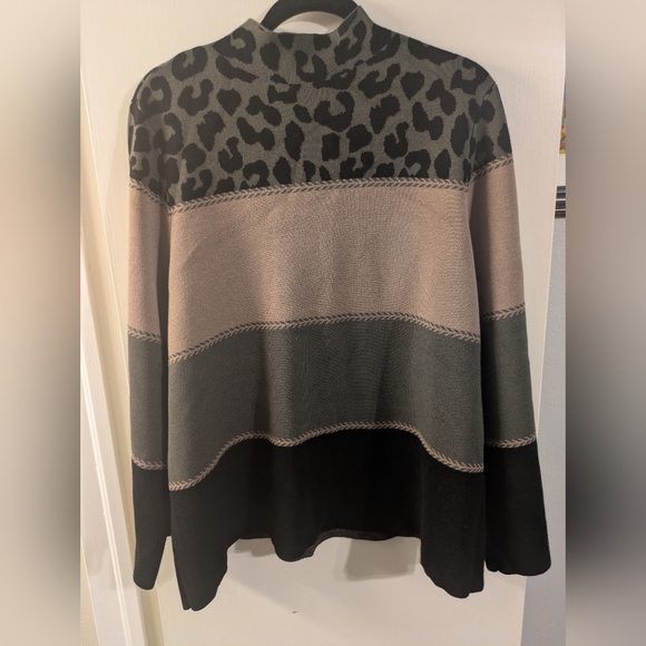 Investments Sweaters - Investments Leopard Patterned Colorblock Sweater